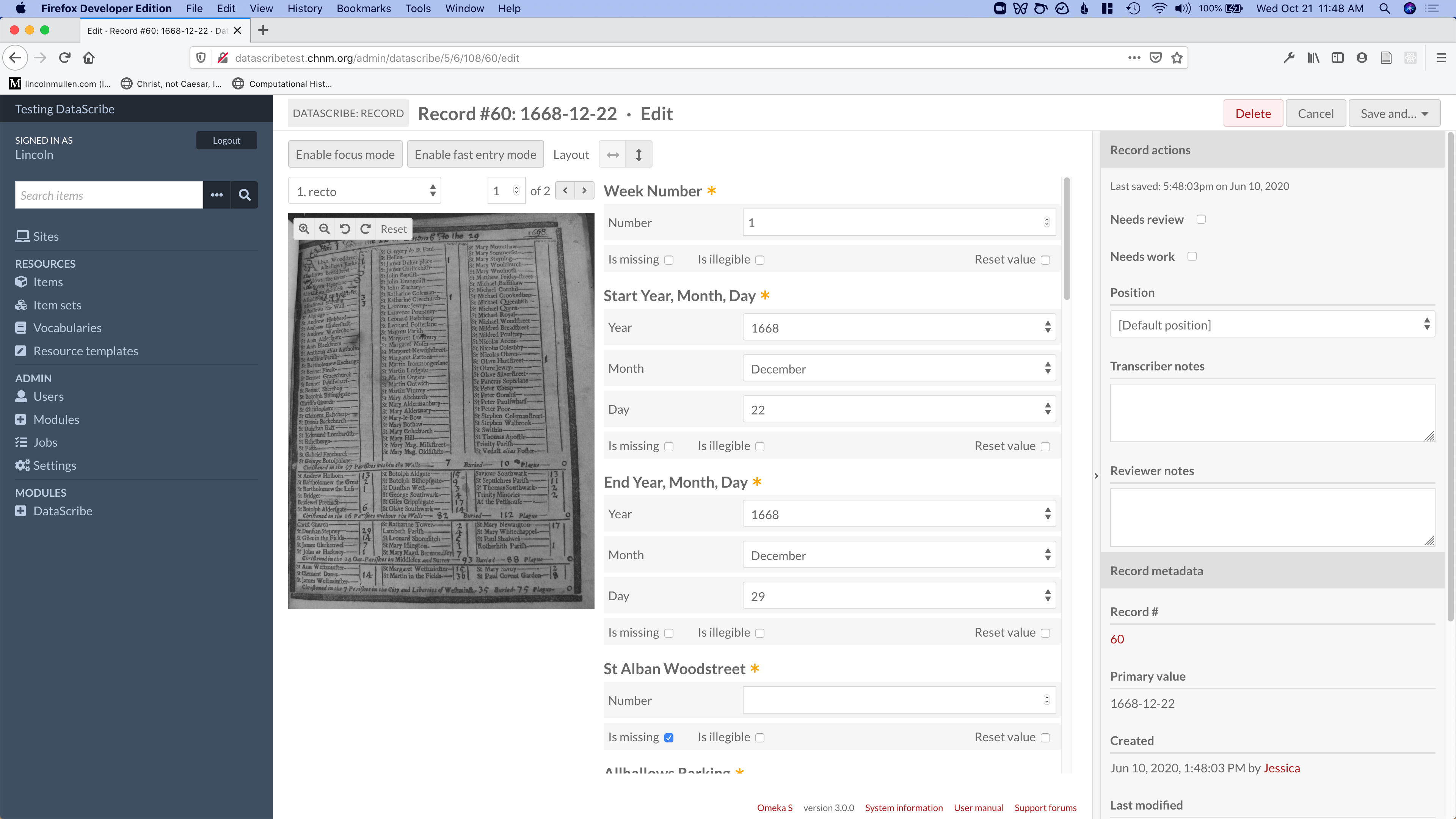Datascribe's transcribe view