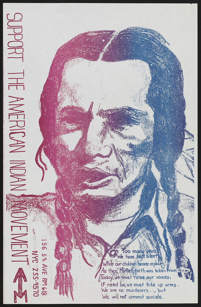 “Support the American Indian Movement” poster featured in the teaching guides.