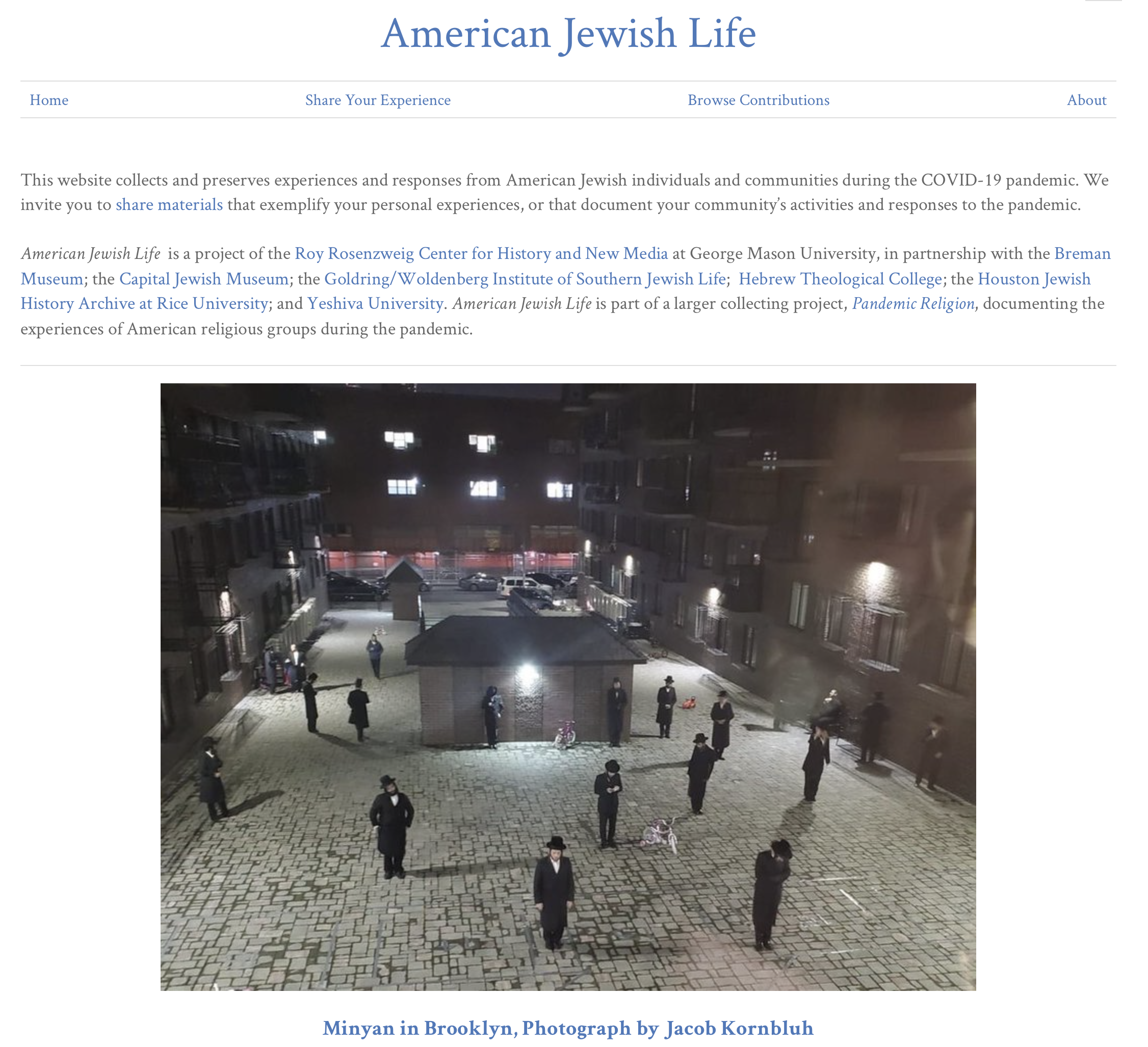 Screenshot of the American Jewish Life website