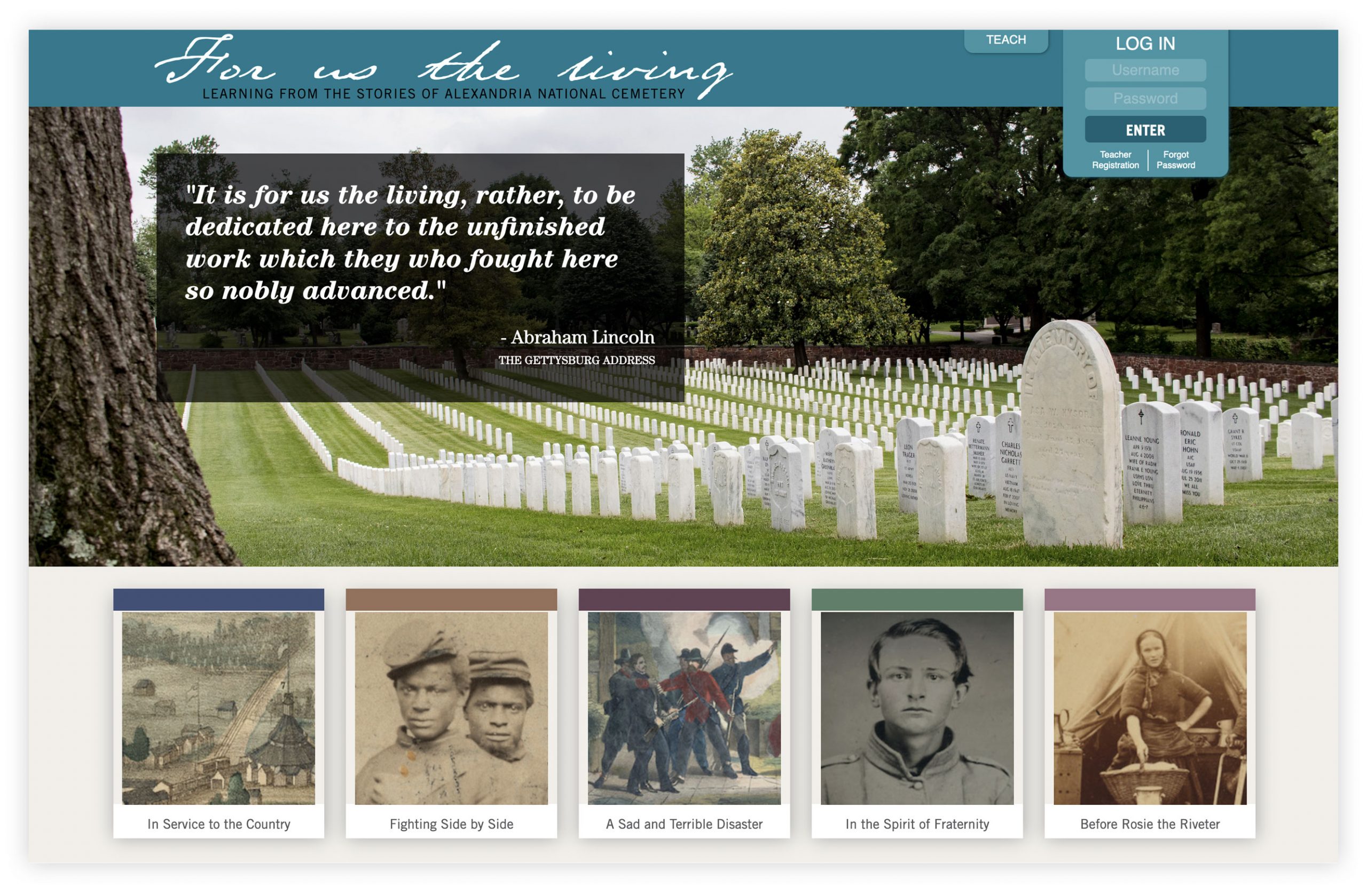 Screengrab of For Us the Living website home page.