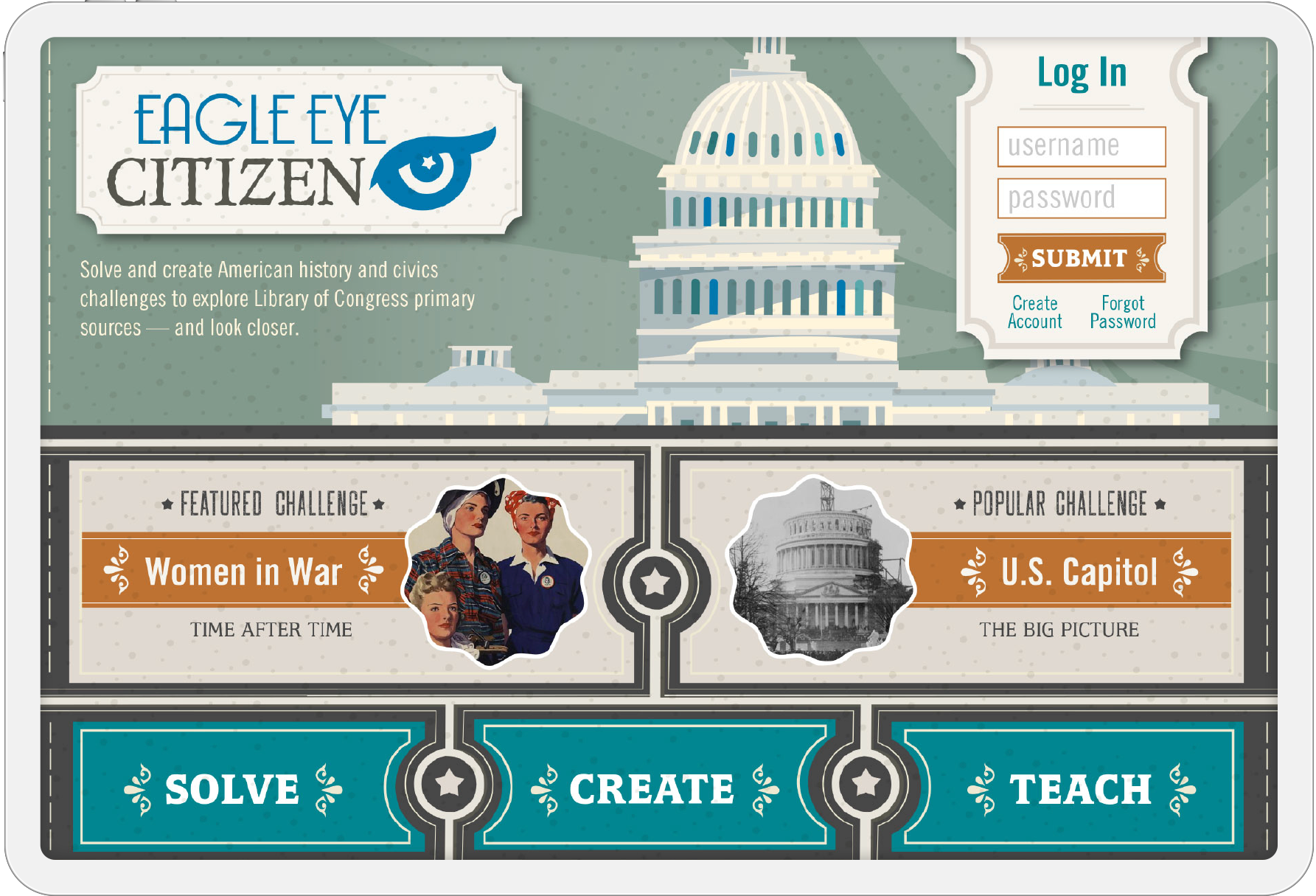 Screengrab of the Eagle Eye Citizen website landing page.