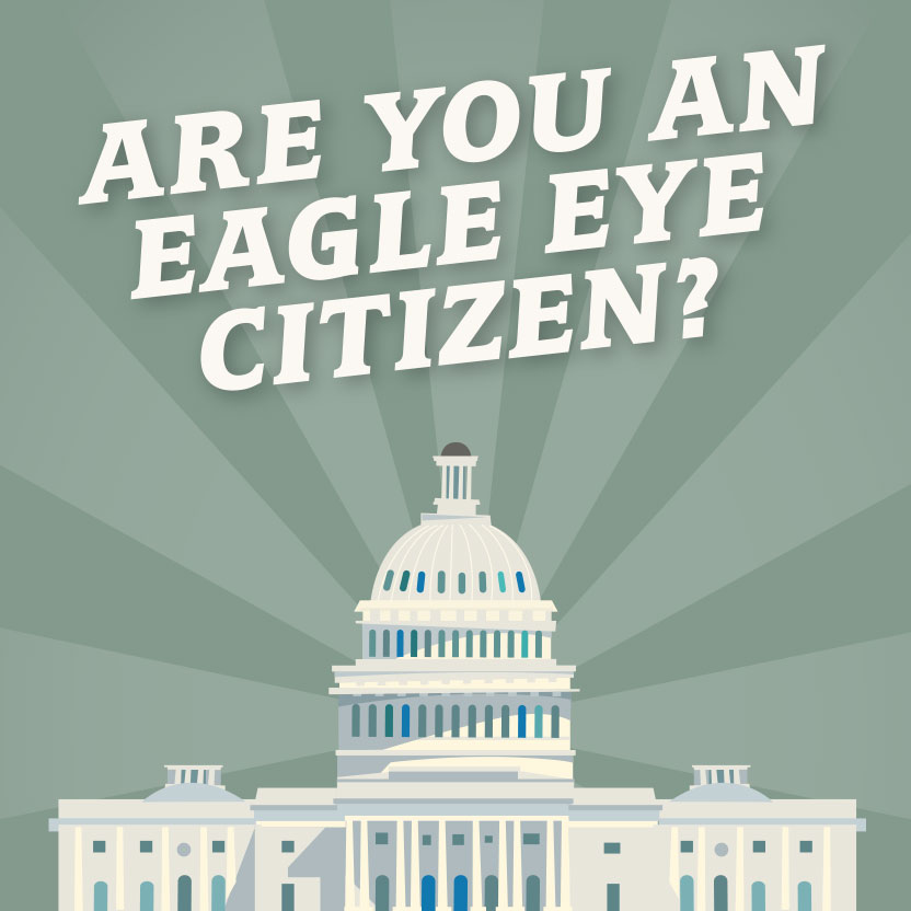 Logo for the Eagle Eye Citizen website with the tagline, "Are you an Eagle Eye Citizen?"