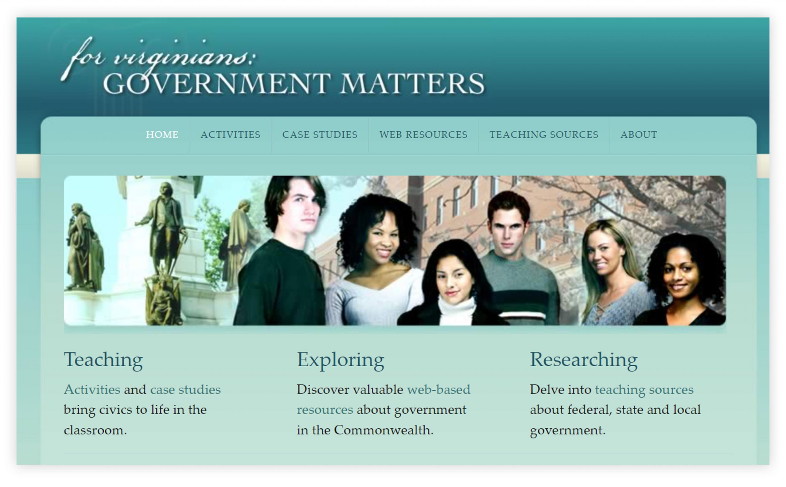 Screengrab of the For Virginians: Government Matters website home page.