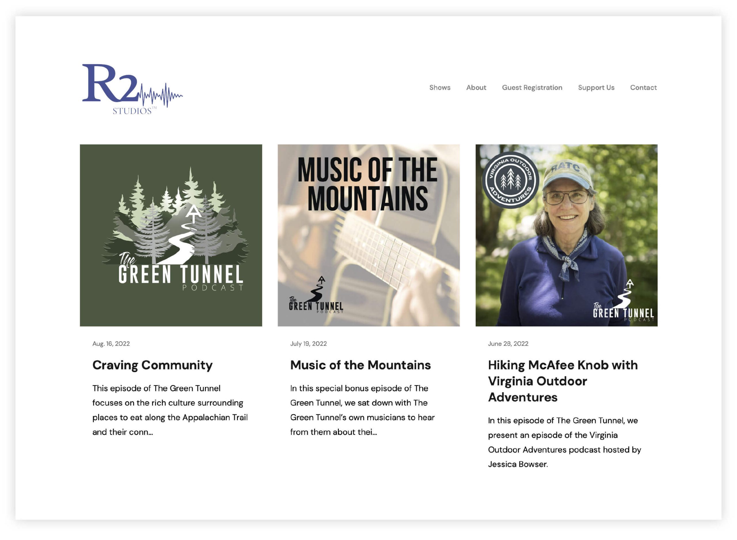 R2 Studios' homepage.